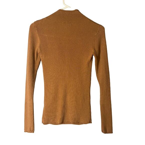 H&M Dusty Rose Ribbed Long Sleeve Half Zip Pullover Knit Sweater Women Sz XS - Picture 3 of 7